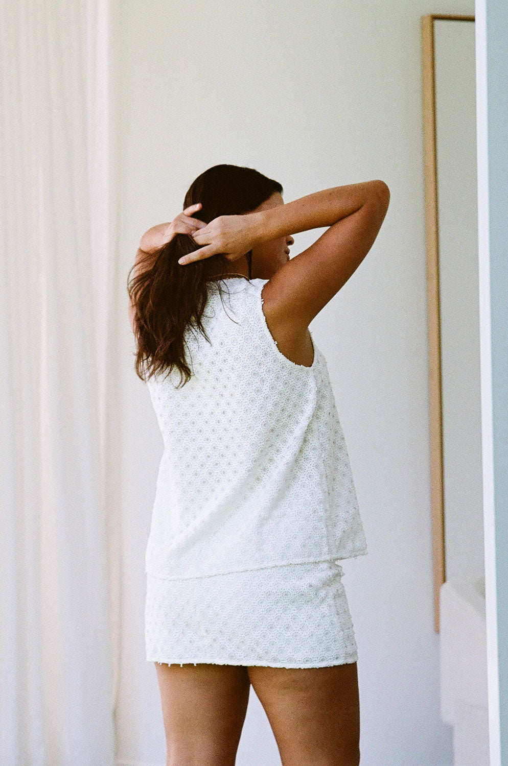 Exquisite White Structured Cotton Lace Mirage Top