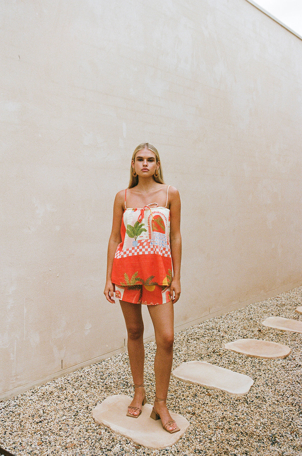 Summer Haze Collection Vista Red Babydoll Style Jetta Women's Top