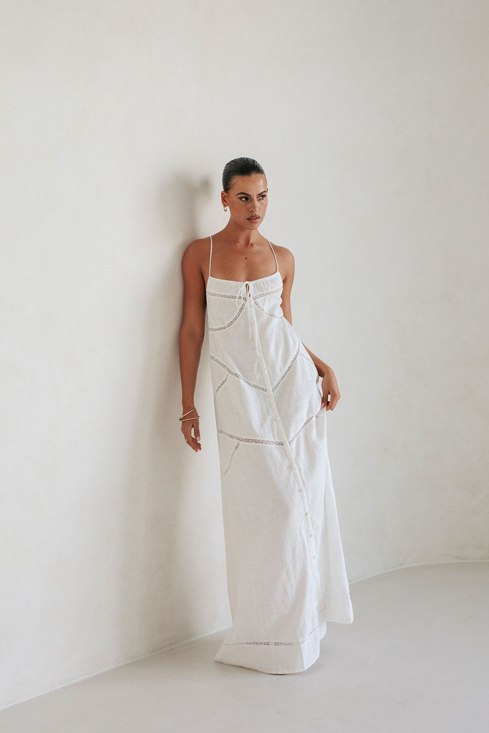 Elegant White Cotton Sammi Bridal Shower Dress