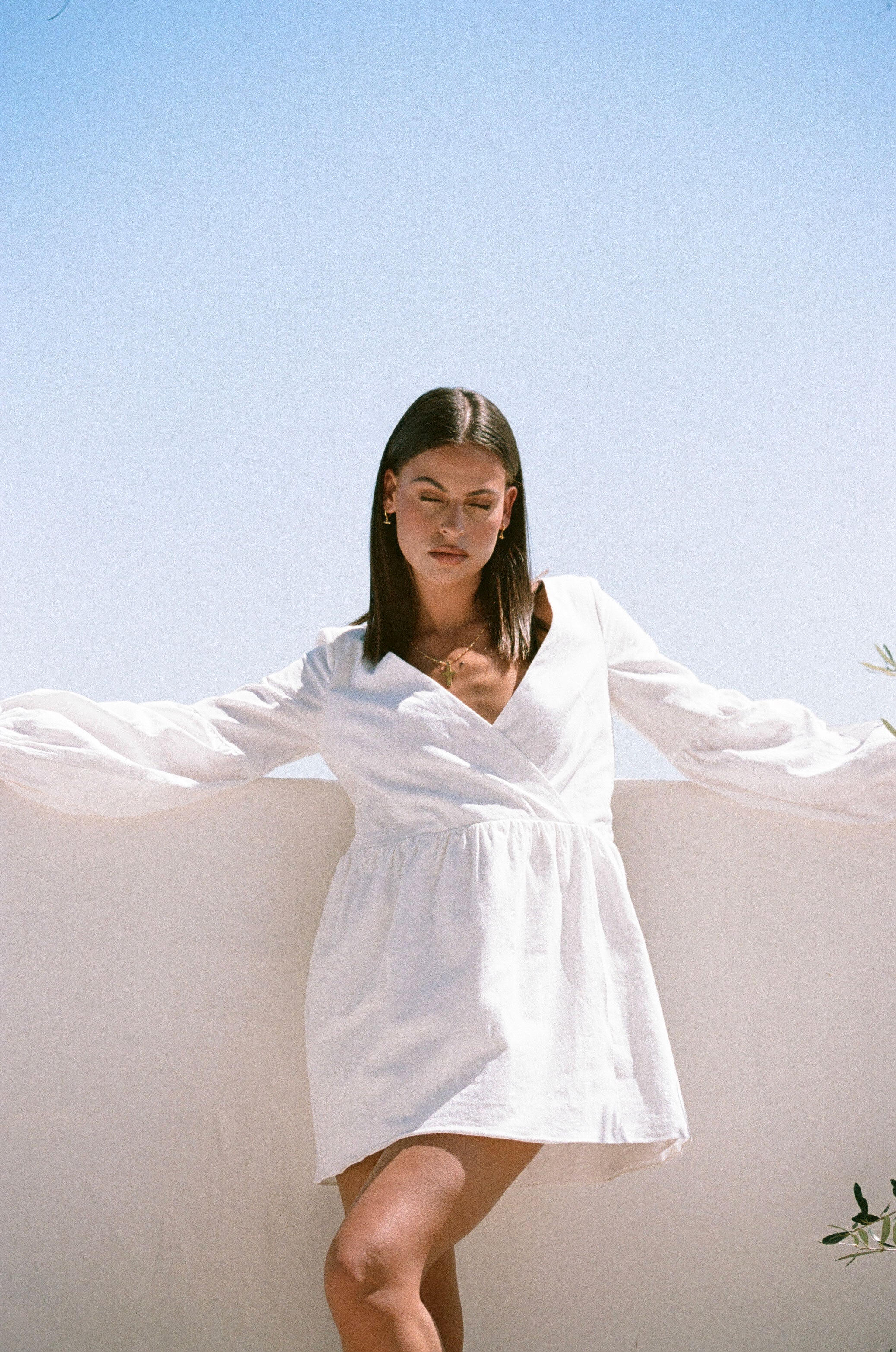 Fresh White Comfy and Cute Charlotte Dress with Puff Sleeves