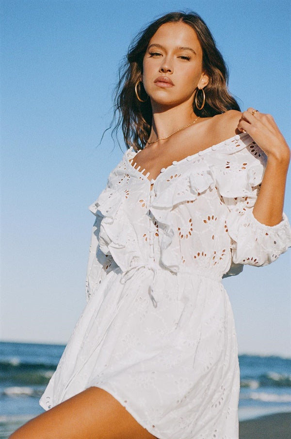 Exquisitely Designed Eve Women's Dress Crafted from Natural Cotton Broderie Anglaise