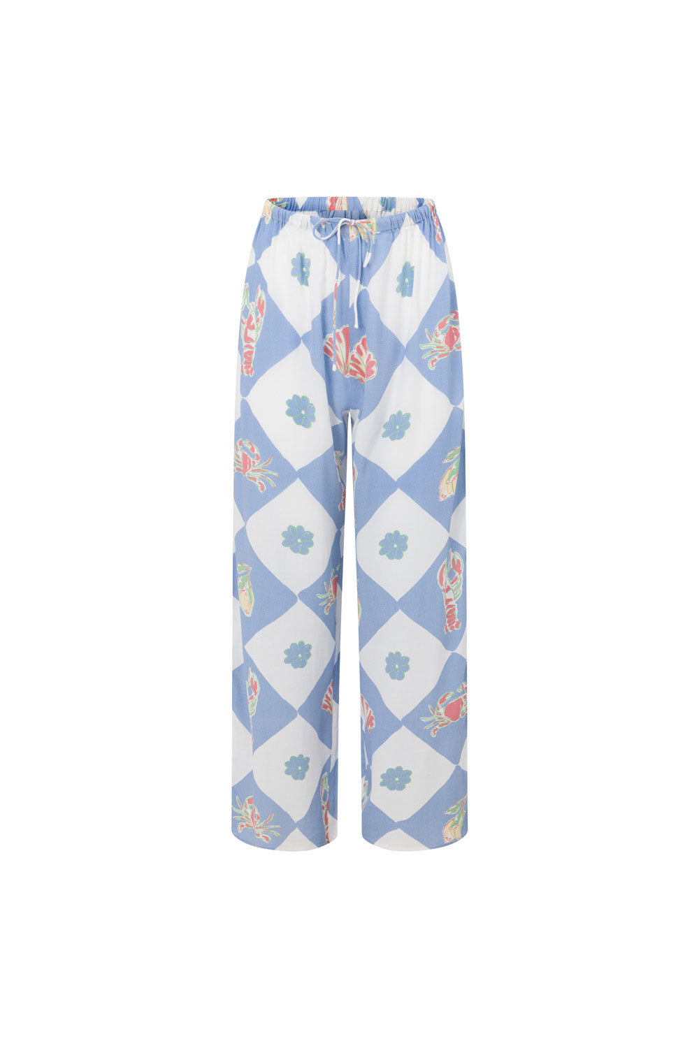 Exclusive Oceano Print Alani High - Waisted Wide - Leg Viscose Crepe Pants