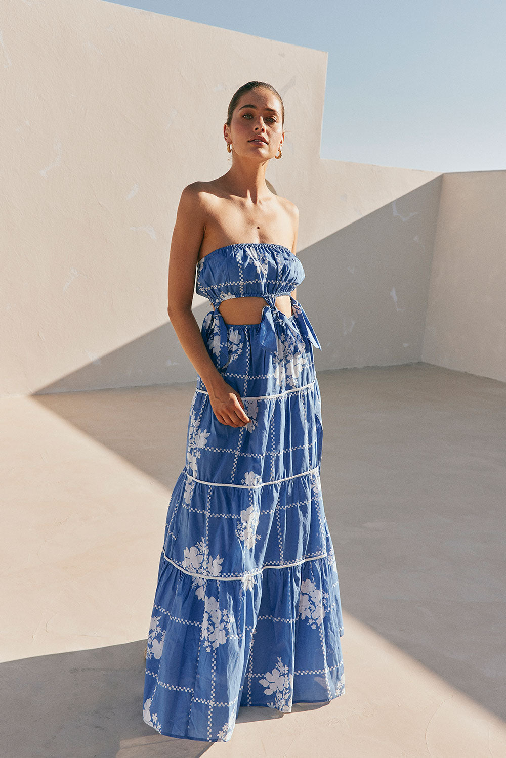 Stunning Lili Maxi Dress with Exclusive Checked Flower Print