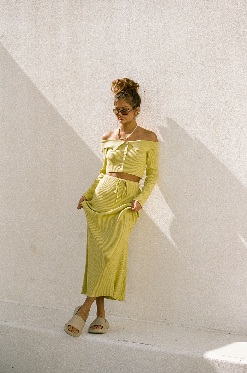 Exclusively Designed Sabo Briana Women's Maxi Skirt in Chartreuse