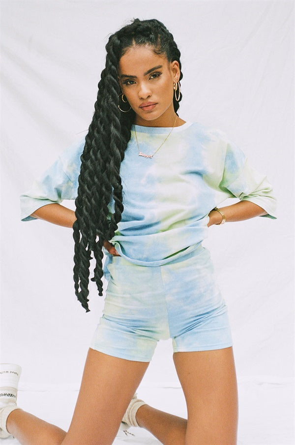 Retro-Inspired Tie-Dye Cotton Kiva Women's Bike Shorts