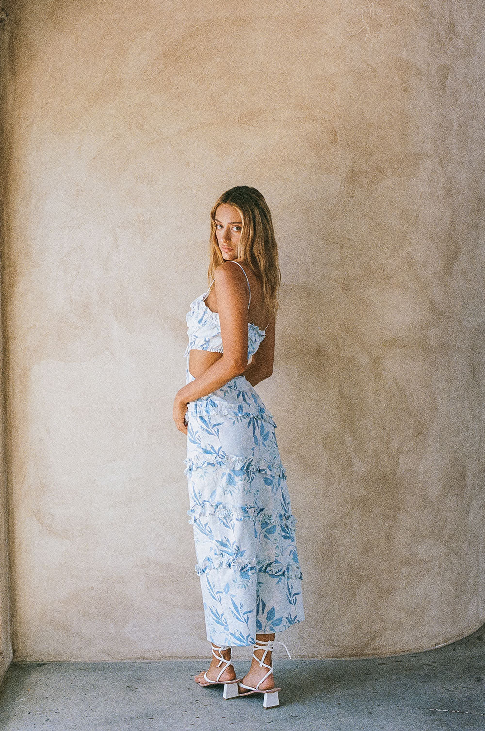Exclusive Lily Bud Print Natural Cotton Jaida Midi Dress