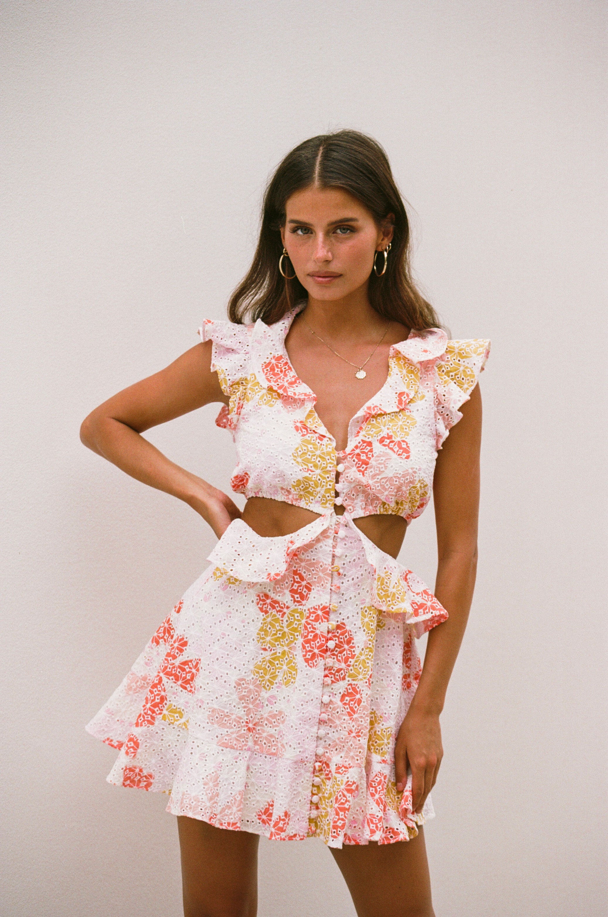 Exclusive Santa Clara Cutout Sample Dress in Pollen Color