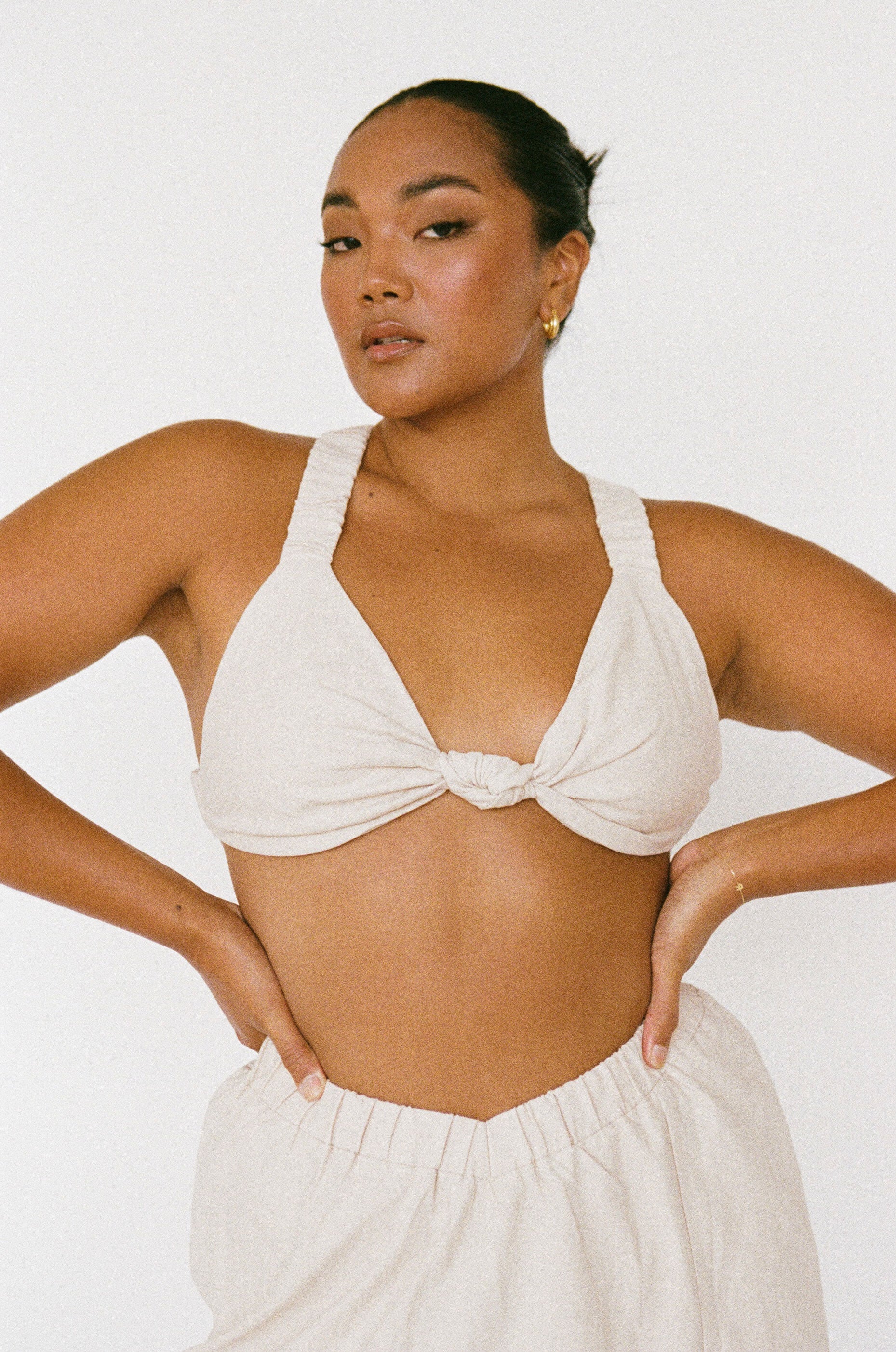 Exclusive Sabo Designed Levana Cream-colored Natural Cotton Bra-style Top