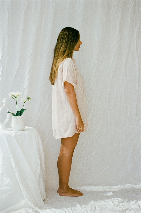 Unique Cosy Musk-colored PJ Shirt Dress - Ideal for XS Size