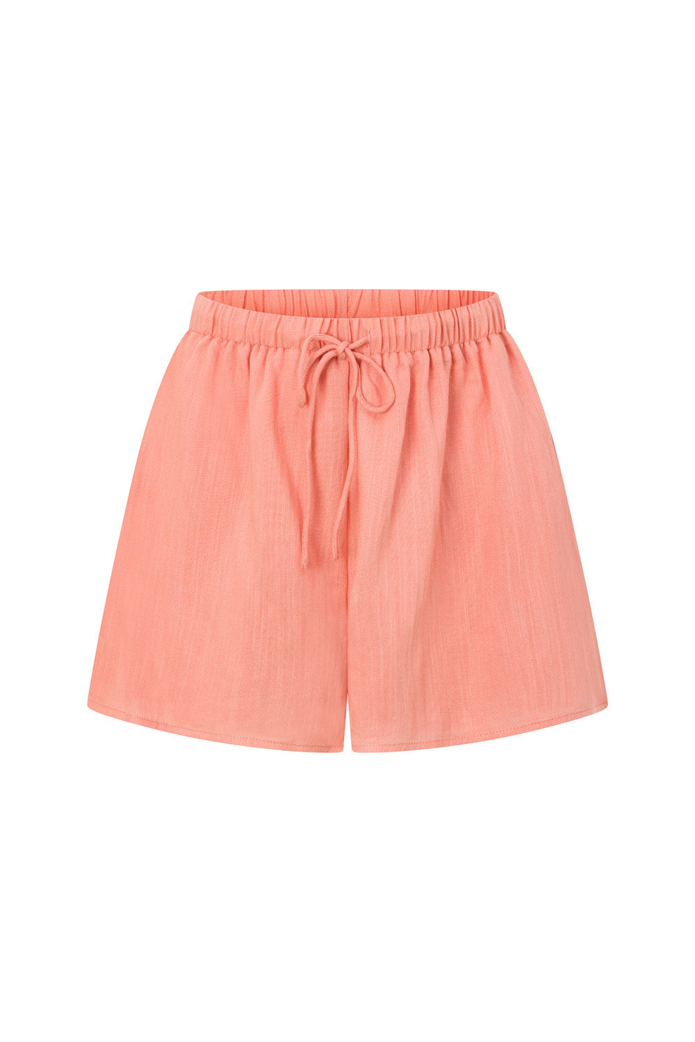 Peach-colored High - quality Viscose Slub Jetta Shorts for Vacation