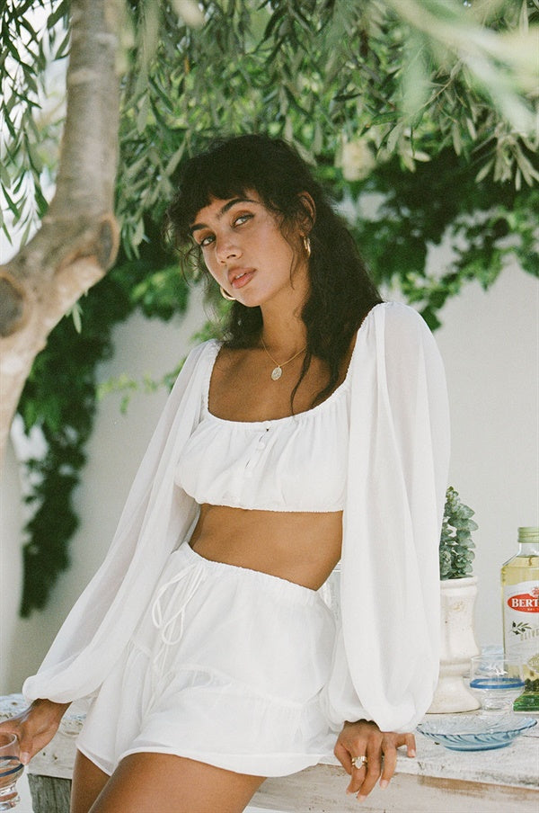 Exclusively Designed Off-White Lightweight Dylan High-Waisted Shorts