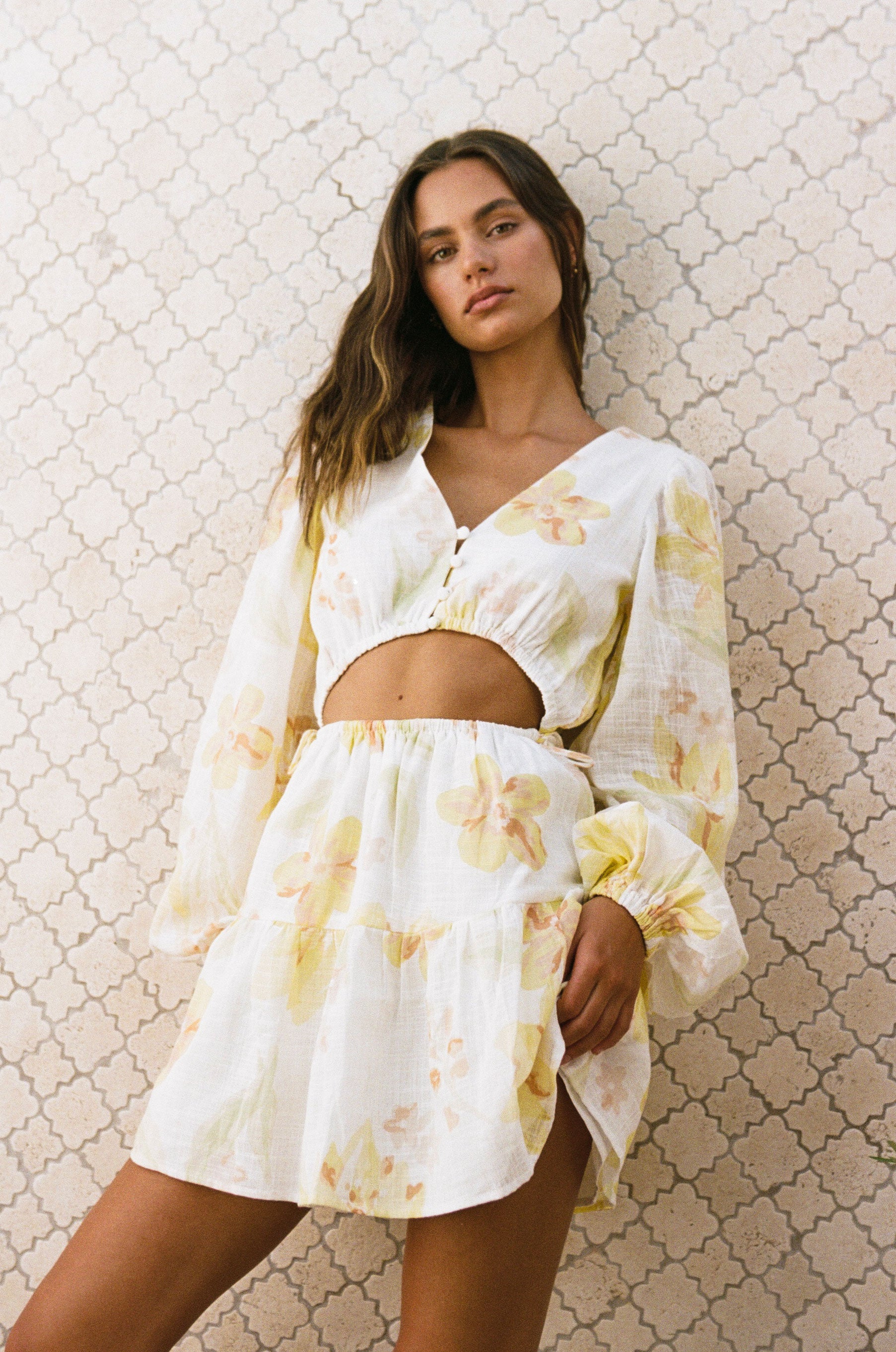 Exclusive Women's Emmaline Dress Featuring a Lemon Bouquet Print