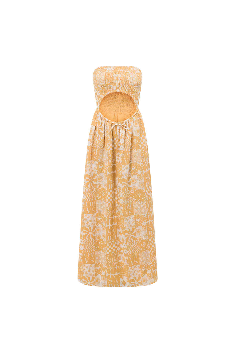 Exquisite Tan Canyon Print Strapless Boracay Maxi Dress