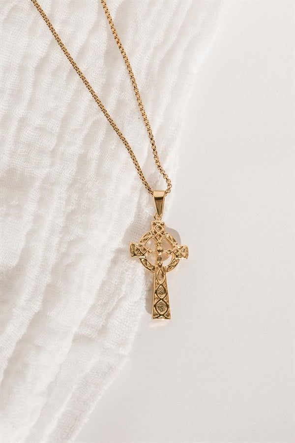 Stunning Gold - Toned Radiant Cross Necklace for Fashionable Outfits
