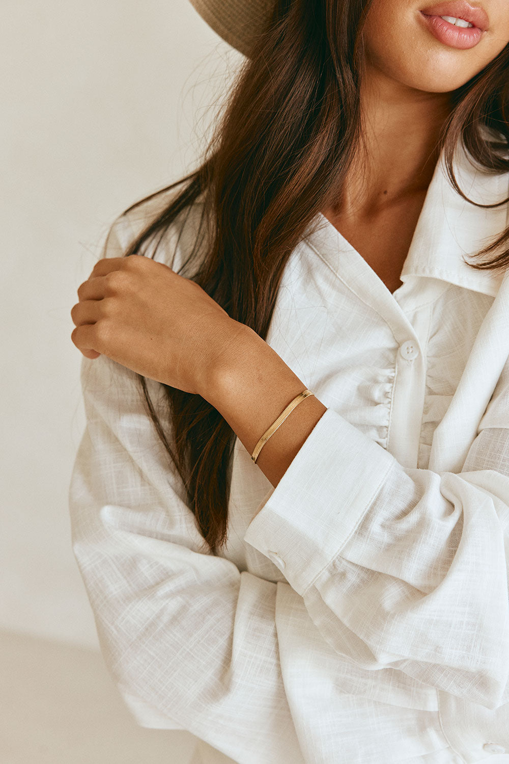 Stylish Gold-Toned Klara Herringbone Bracelet for Fashionable Accessorizing