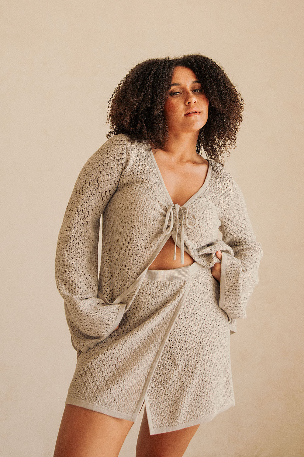 Baylie Women's Wrap Skirt in Taupe Shade