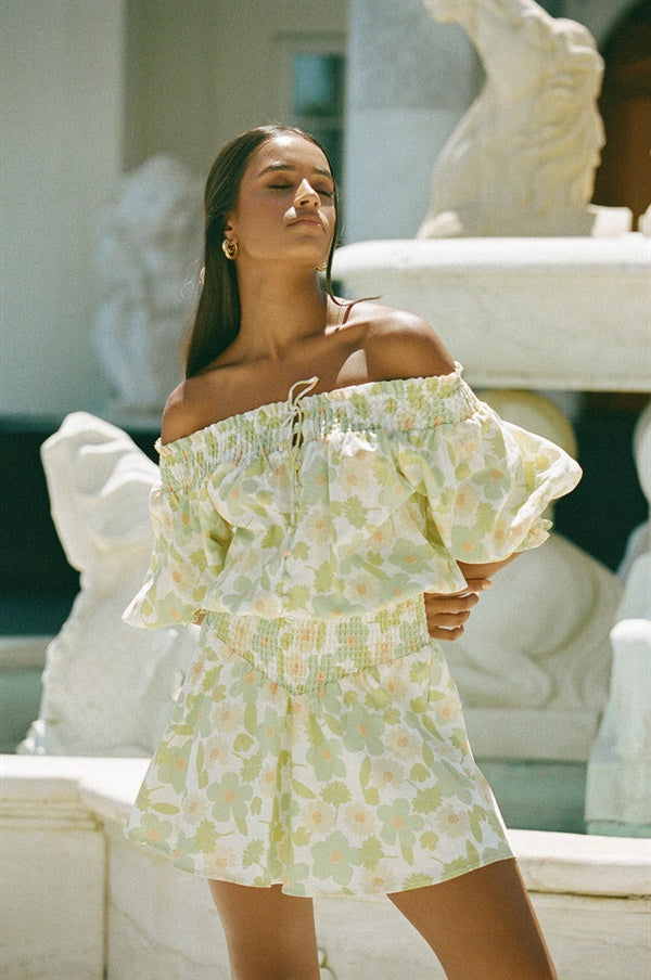 Exclusive Citrus Floral Print Addi Linen - Cotton Blend Dress