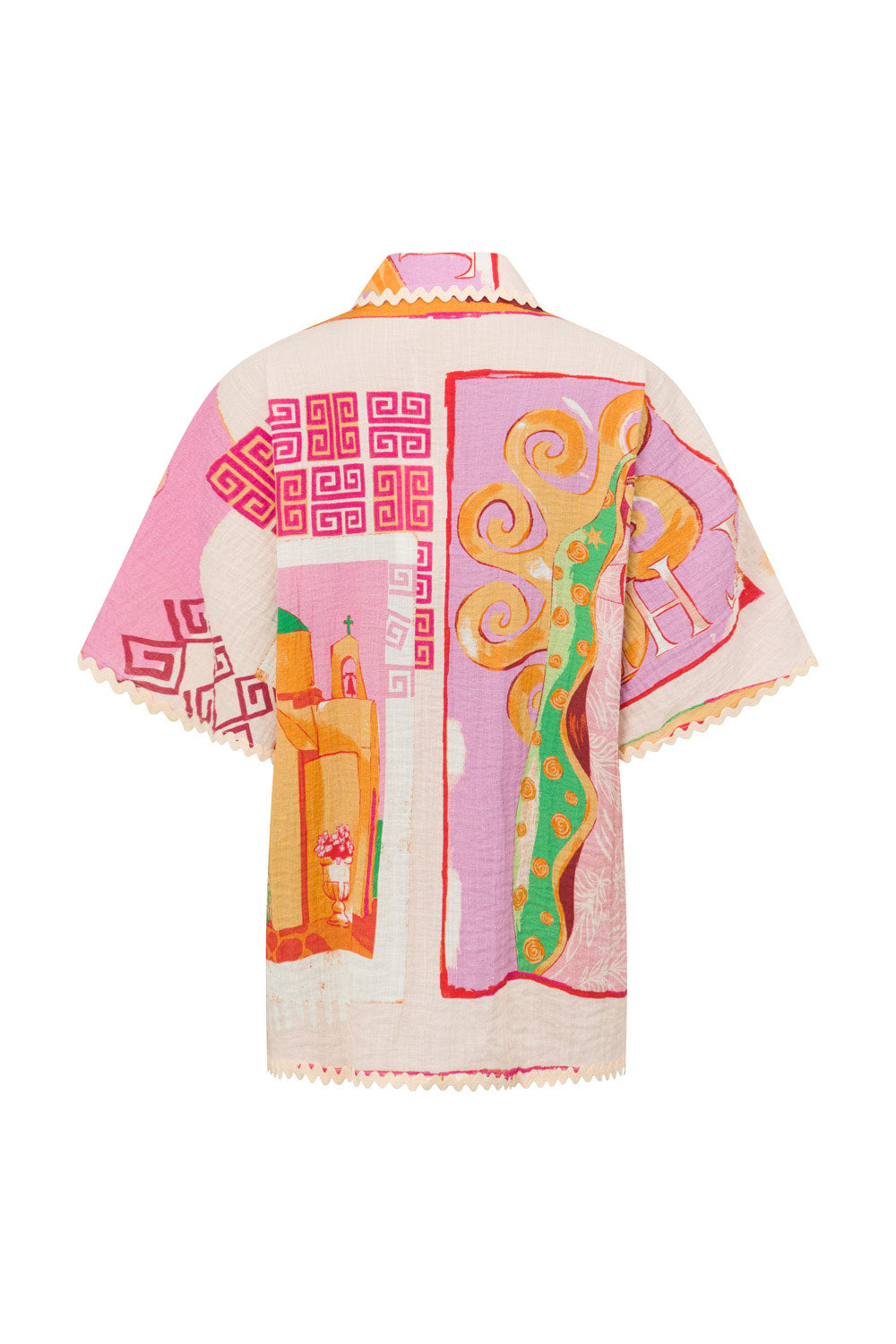 Exclusive Theotokos Peach Viscose Nylon Boxy Fit Kelia Shirt