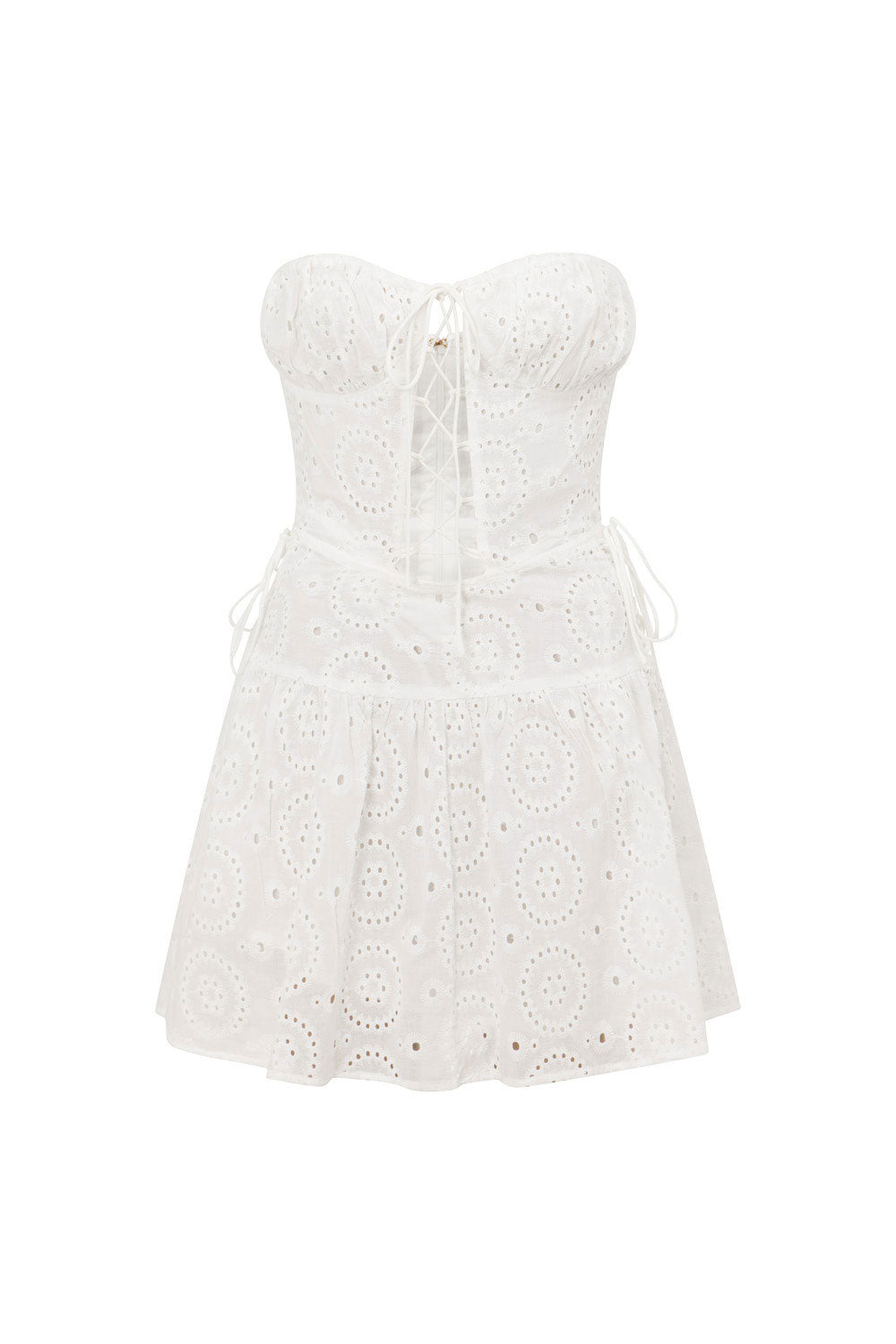 Exquisite Summer White Natural Cotton Broiderie Strapless Vivian Dress