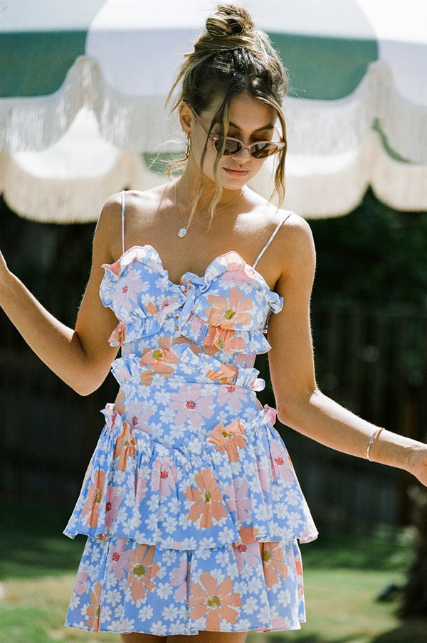 Stylish Selma Women's Cami Dress Featuring Exclusive Sky Floral Pattern