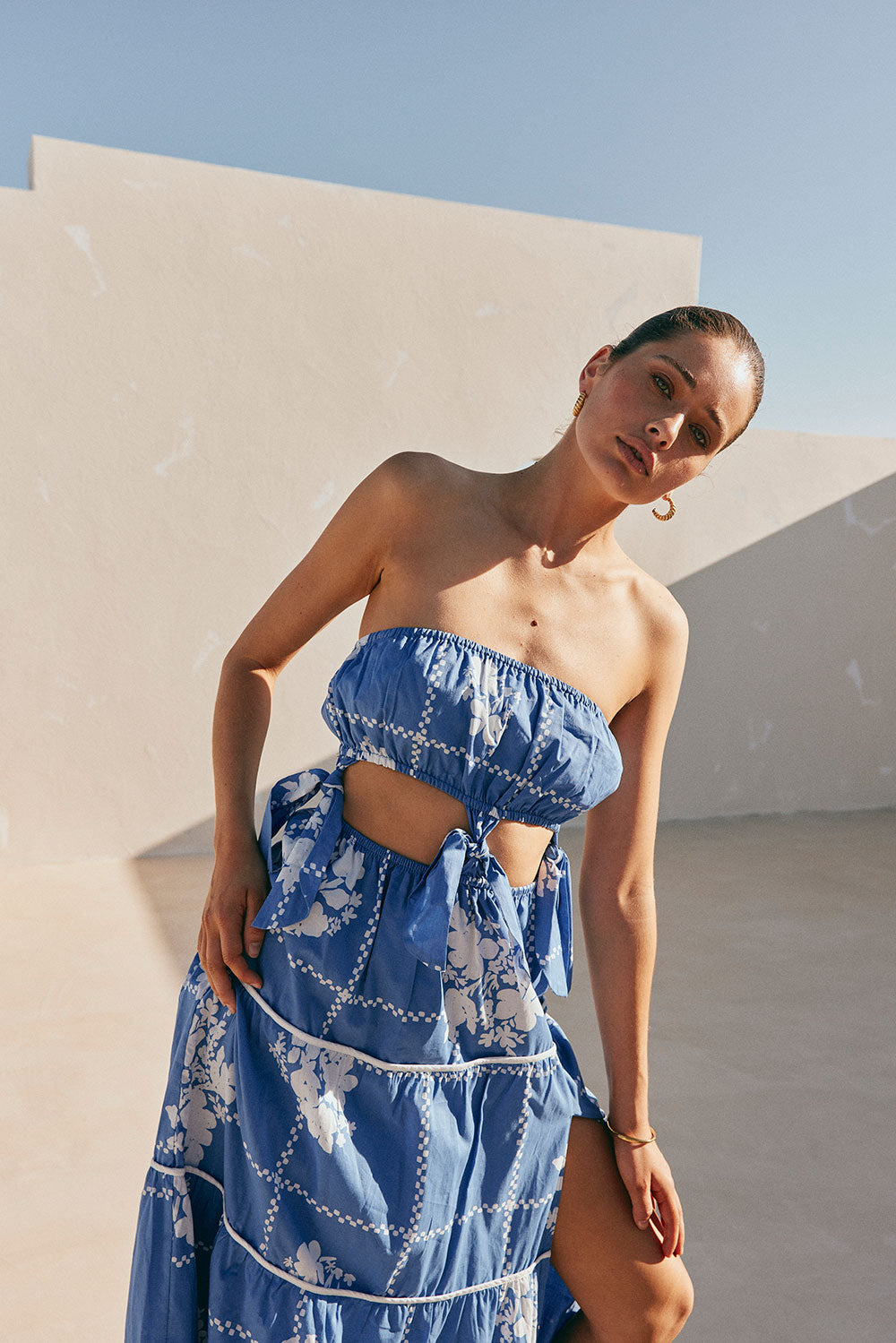 Stunning Lili Maxi Dress with Exclusive Checked Flower Print