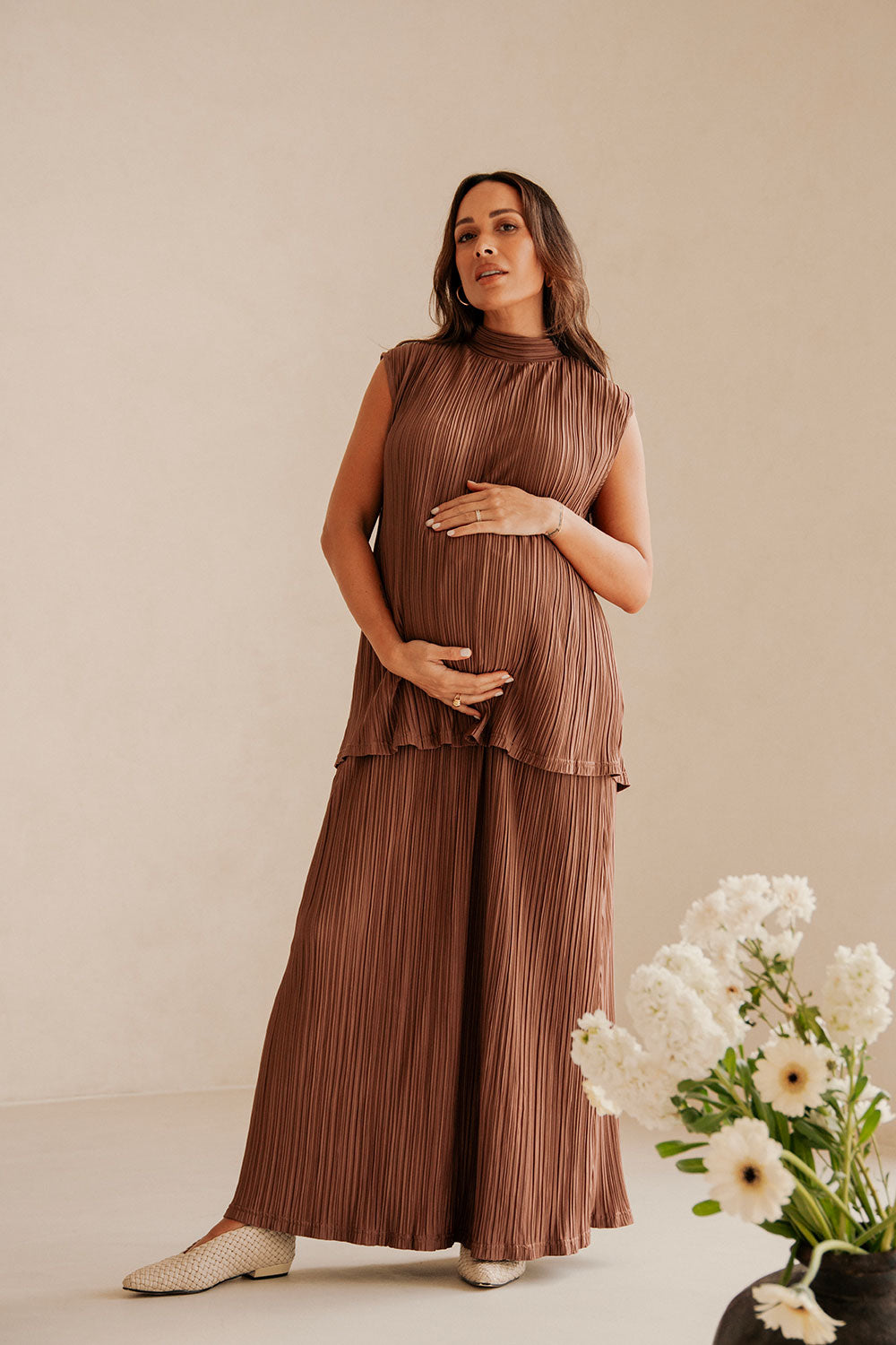 Chocolate Brown Vintage-Inspired Catalyna Women's Fashion Top