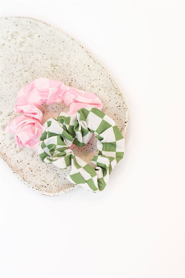 Stylish Checkered Hair Scrunchie for Fashionable Updos