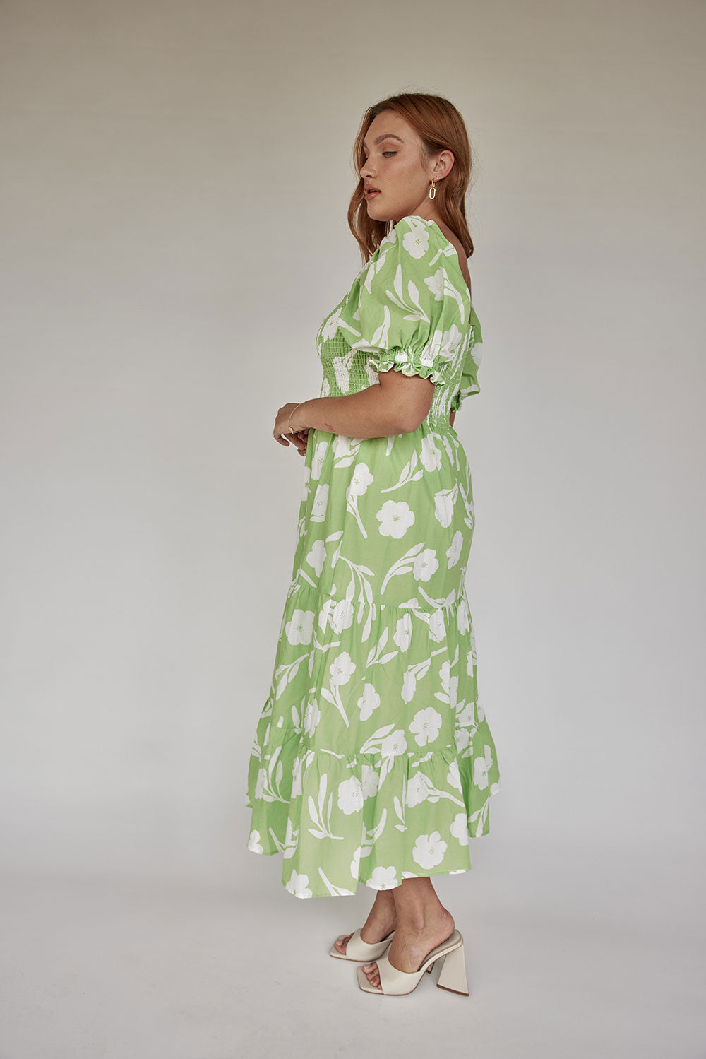Exclusive Mint Floral Allani Lightweight Cotton Voile Midi Dress