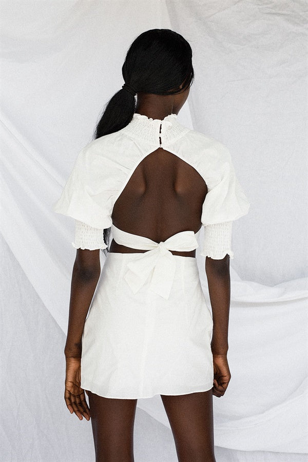 Exquisite Off-White Natural Linen Blend Peta Dress for Special Events