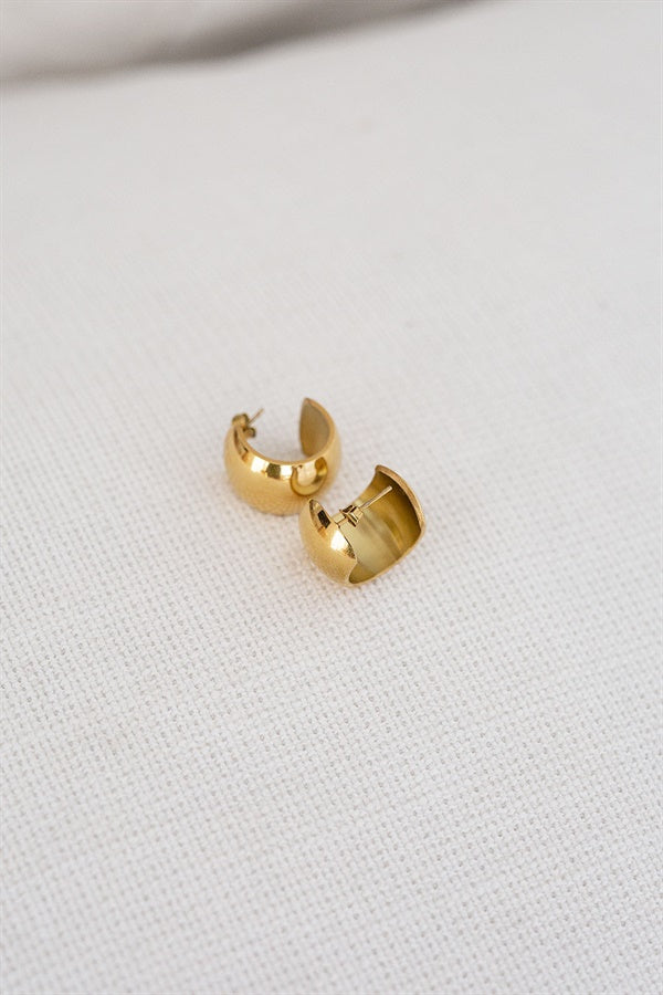 Stylish Gold Small Smooth Dome-Style Hoop Livia Earrings