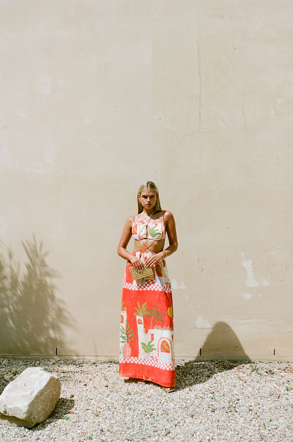 Exclusive Vista Red Backless Fiora Women's Maxi Dress Inspired by Spanish Sunsets