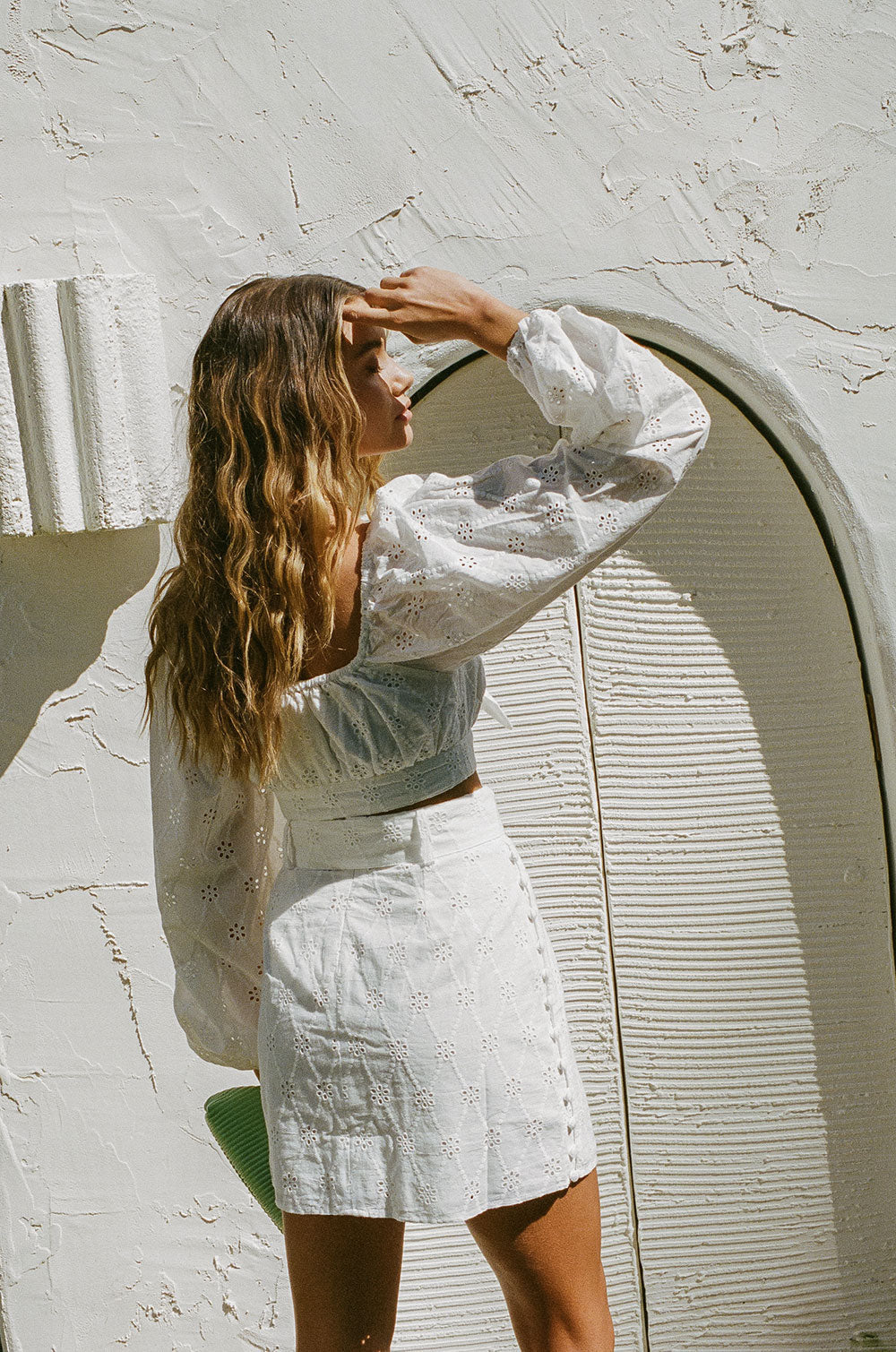 Exquisite Natural White Cotton La Lupa Top with Organza Trims