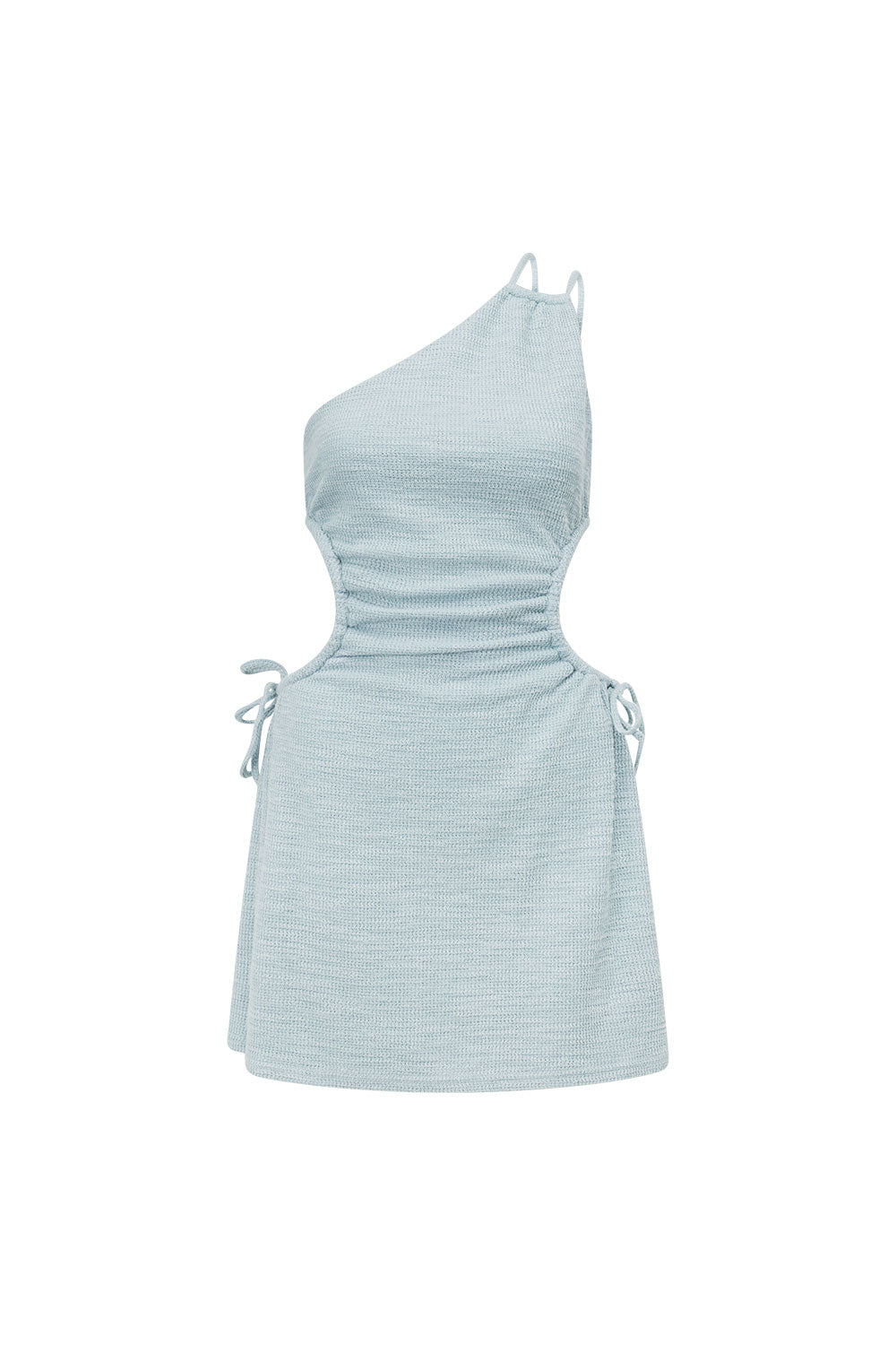 Light Blue Knit Cotton Blend Melanie Dress with Waist Cutouts and Shoulder Straps