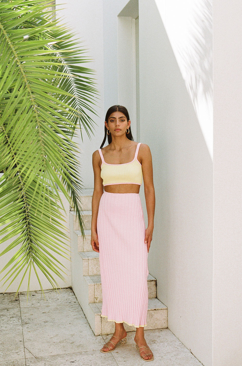 Stylish Pink Ribbed Jordi Women's Skirt for Night Out