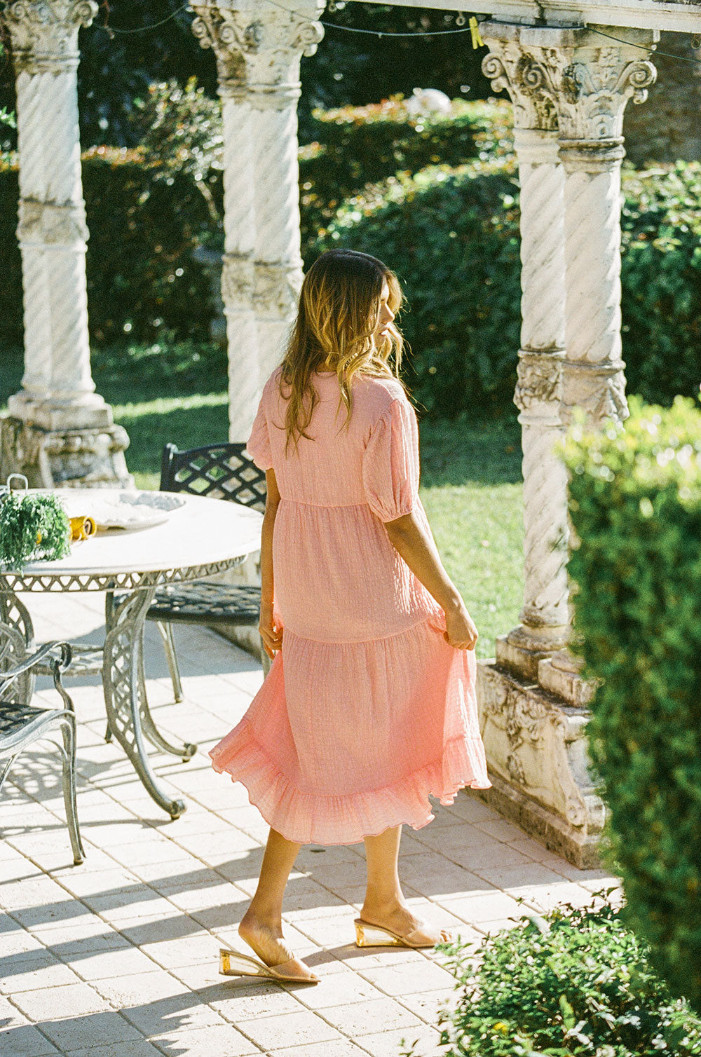 Coral Vittoria Women's Midi Dress - A Whimsical Fashion Piece