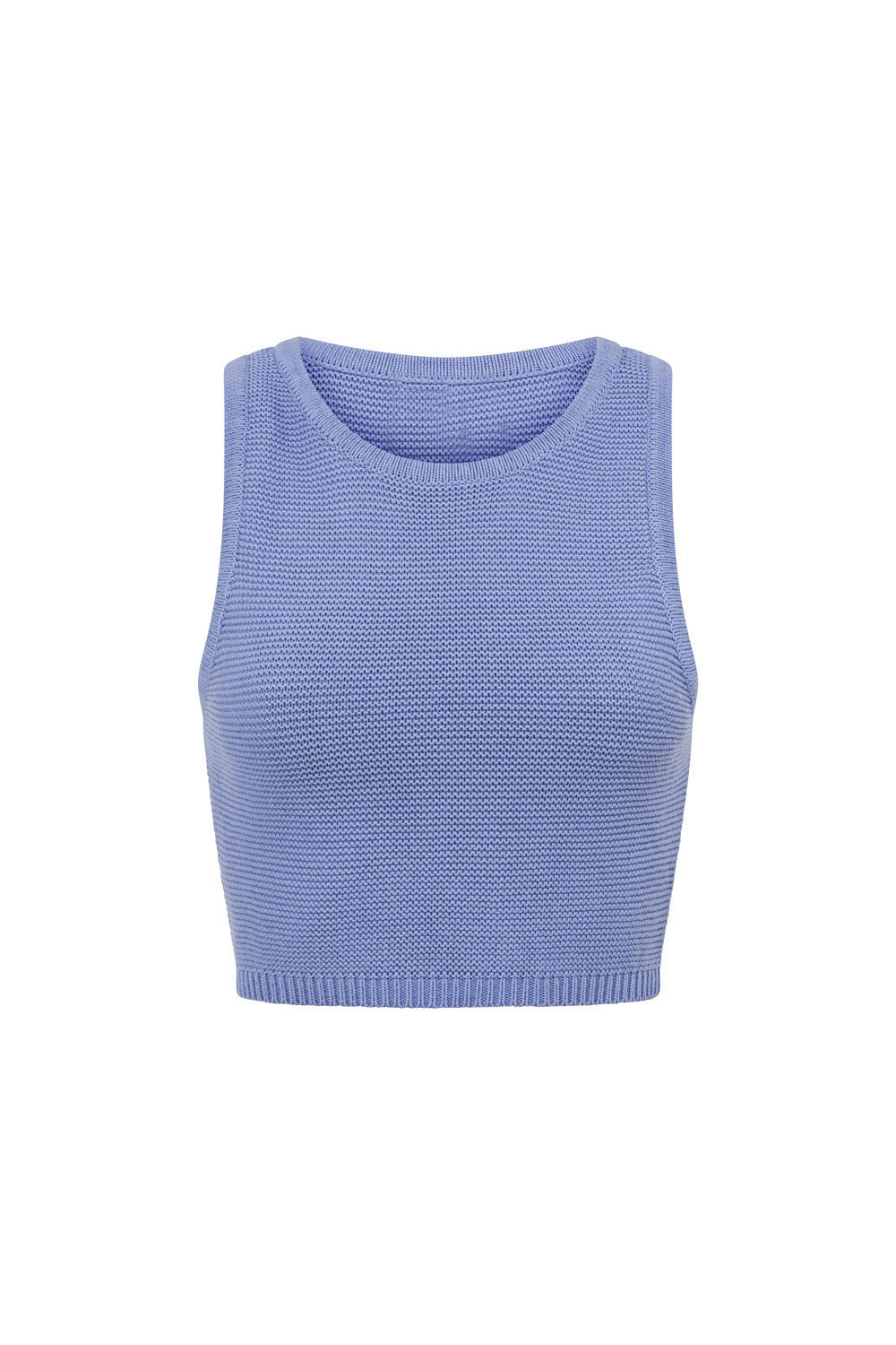 Azure Heather Cotton Knit Women's Crop Top
