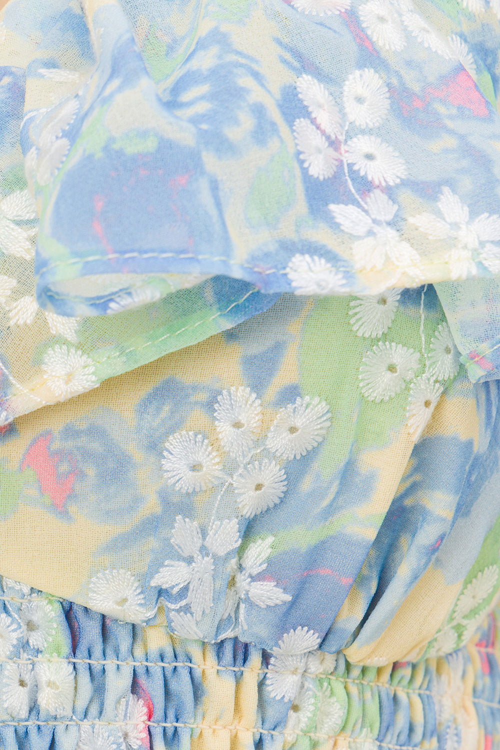 Exquisite Peppi Printed Chiffon Top with Embroidered Details