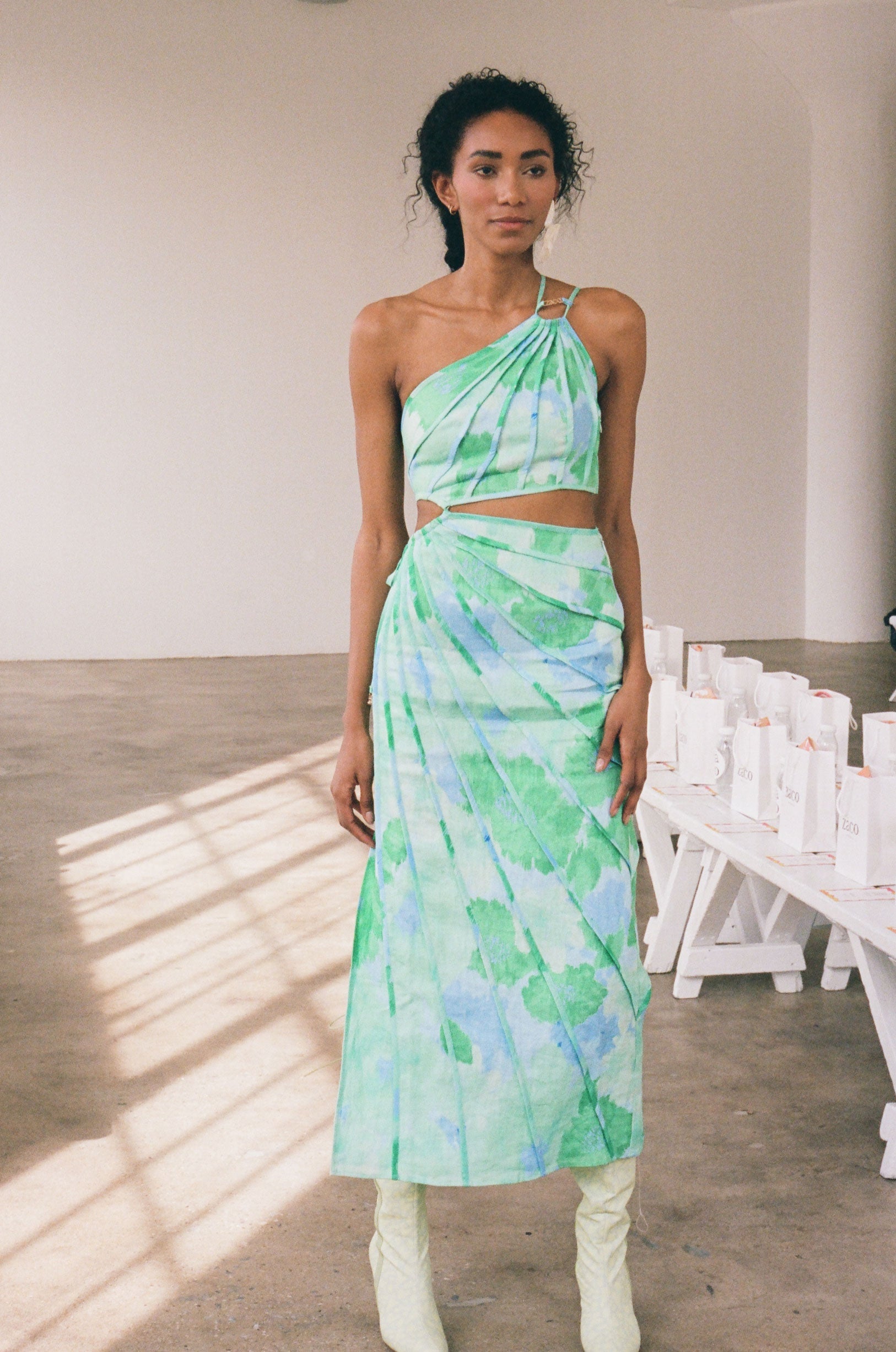 Exclusive Blue Gerbera Jaliyah Dress - A Unique Sample