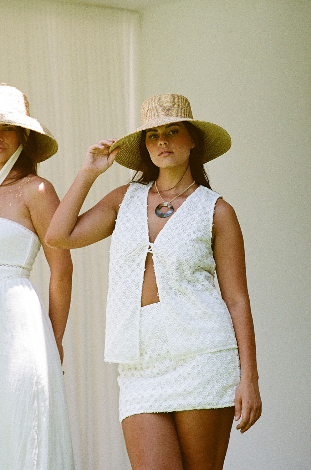 Exquisite White Structured Cotton Lace Mirage Top