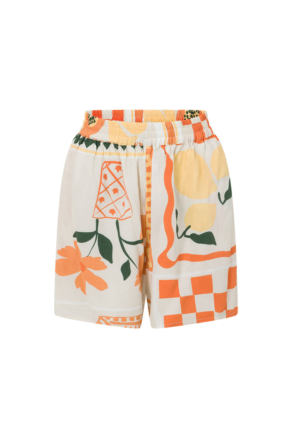 Sabo's Exclusive Seona Women's Summer Crepe Viscose Shorts with Prego Rossa Print