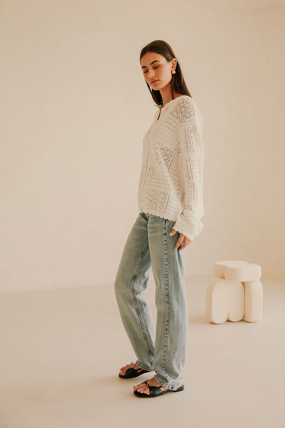 Sweet Vintage-Inspired White Cotton Martina Top