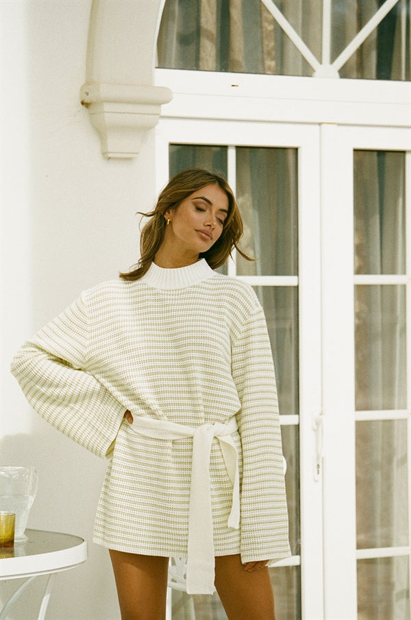 Stripe Patterned Morela Knit Women's Dress - Exclusive Sample