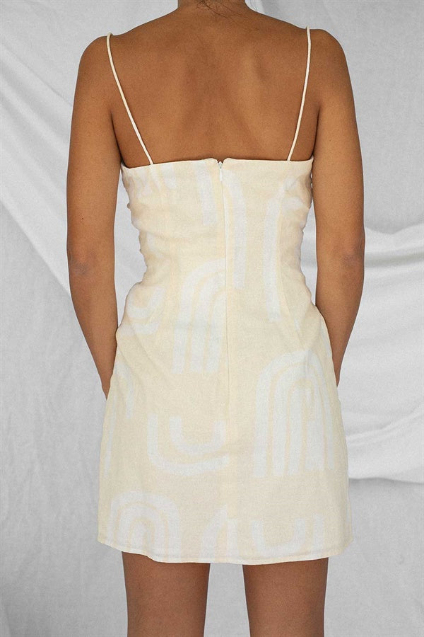 Exclusively Designed Cream Linen Cotton Blend Paige Women's Dress