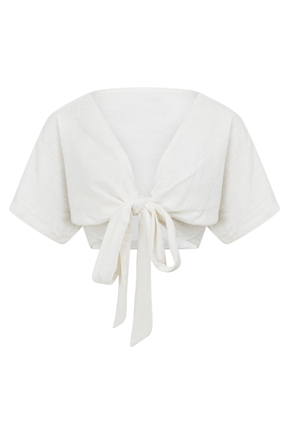 Sabo's Exclusively Designed White Raw Natural Cotton Resort-Style Pearla Crop Top
