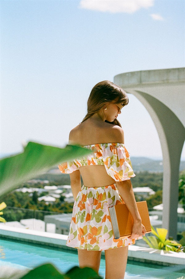 Stylish Dusty Floral Hand - Painted Kalluah Dress