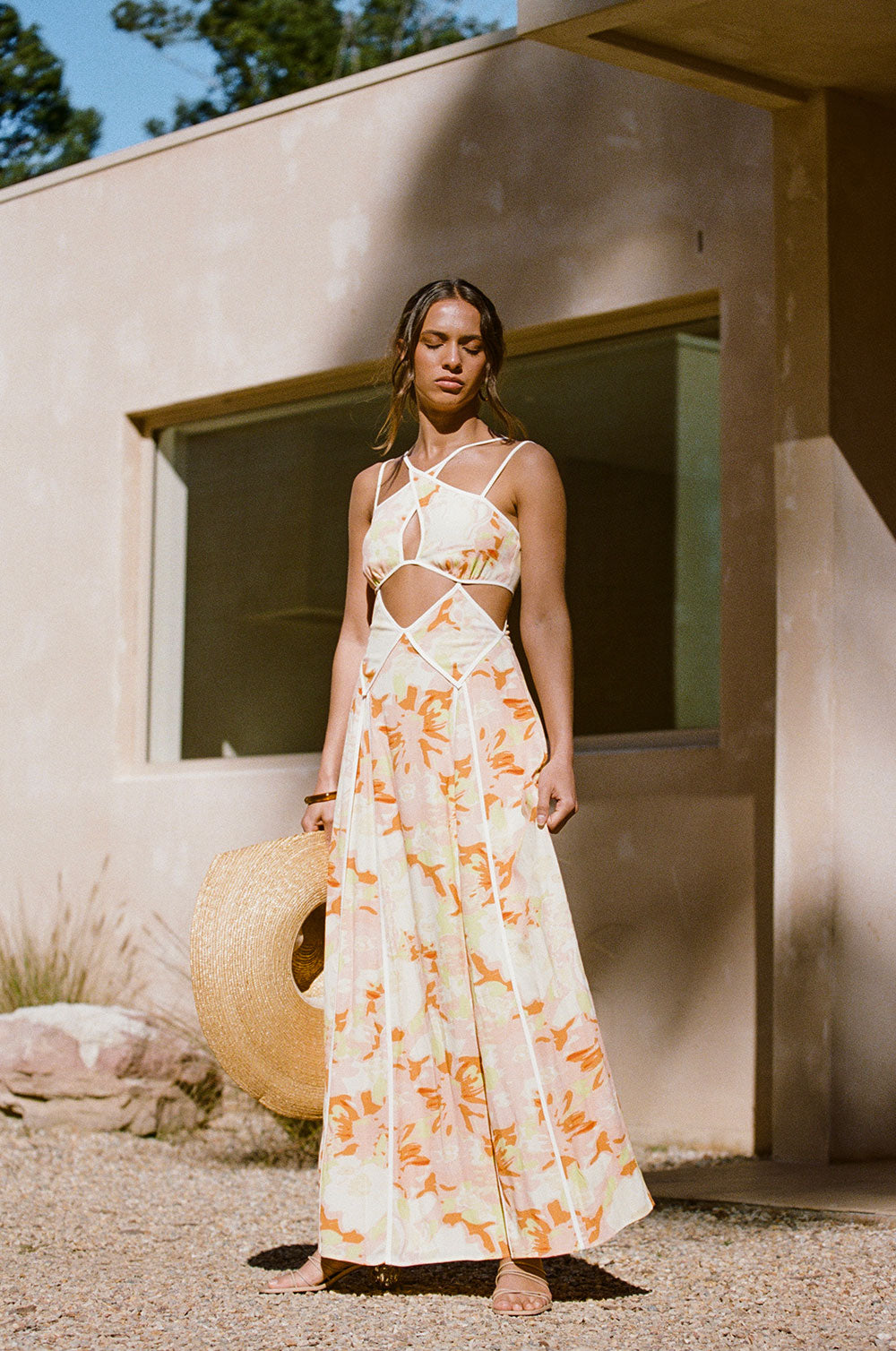 Exquisite Malaiya Motion Floral Zipper Crepe Dress