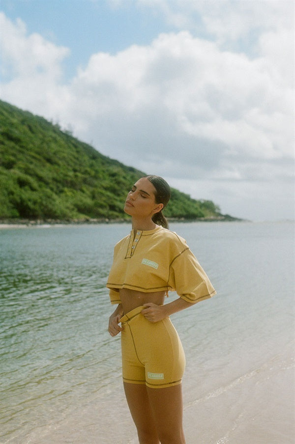FT. Louisa Mustard High - Waisted Thick Cotton Citizen Bike Shorts