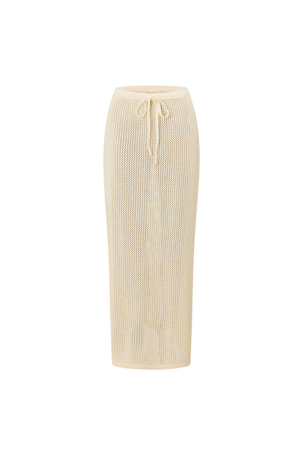 Exquisite Cream Mesh Cotton Ivy Maxi A - Line Skirt for Vacation Sunsets