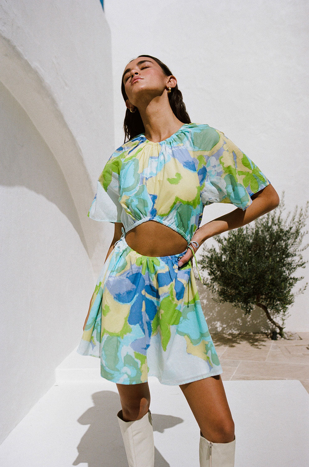 Exclusive Feliz Blue Printed Loralei Women's Cotton Voile Dress