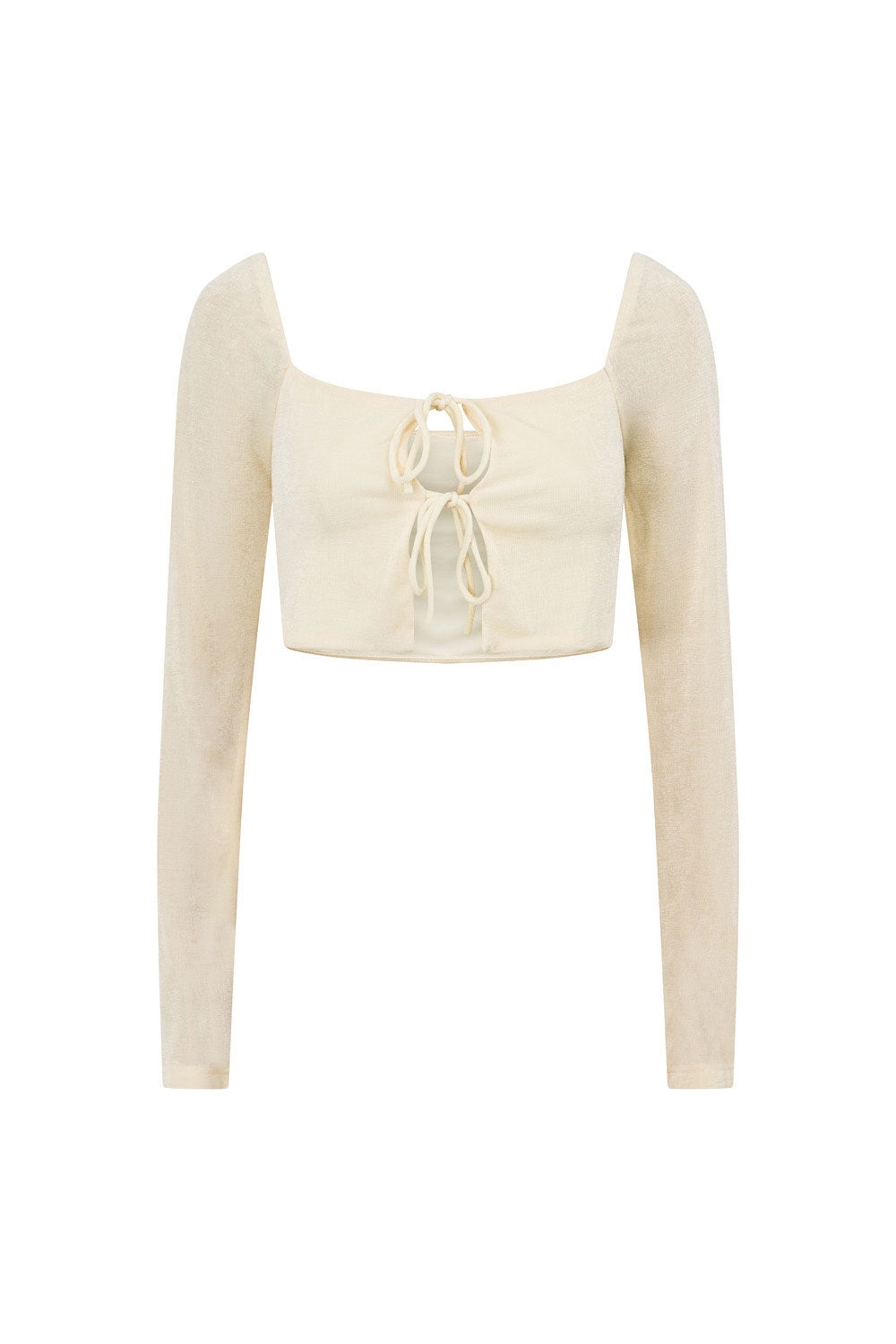 Marcelle Creamy Pale Pastel Yellow Stretch Cropped Top